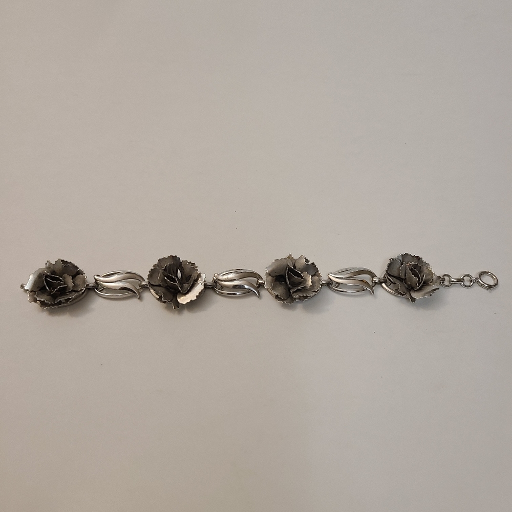 DaneCraft Vintage Sterling Silver Floral Link Bracelet